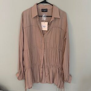 Kittenish Taupe Button-Down Shirt